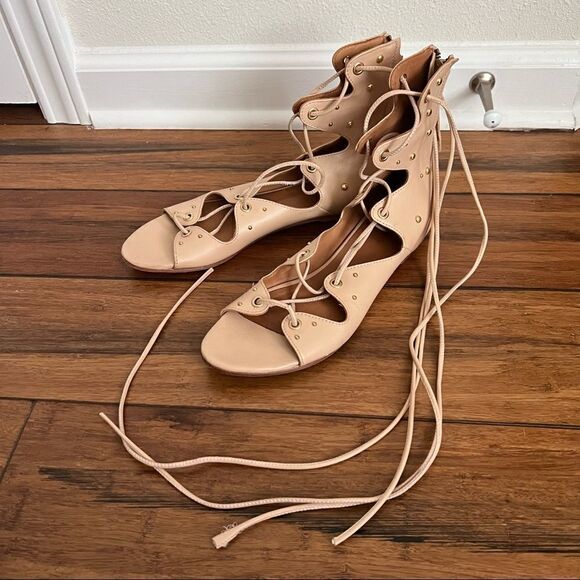 IRO Camel tan Xiri gladiator studded lace up sandals size 38 - Picture 6 of 12